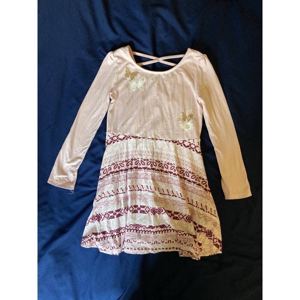 4T Epic Threads girl clothes - 1 piece dress | butterfly and geometric theme
